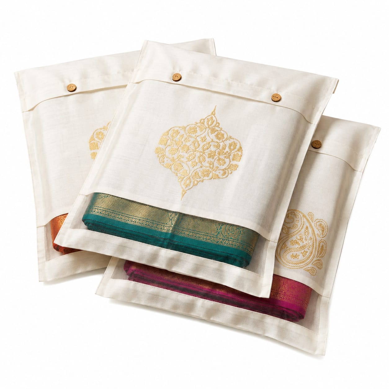ivillage-silk-saree-cover-for-gifting-and-storage-16-x-14-inch-wardrobe-organizer-bags-with-button-closure-transparent-mesh-window-pack-of-3