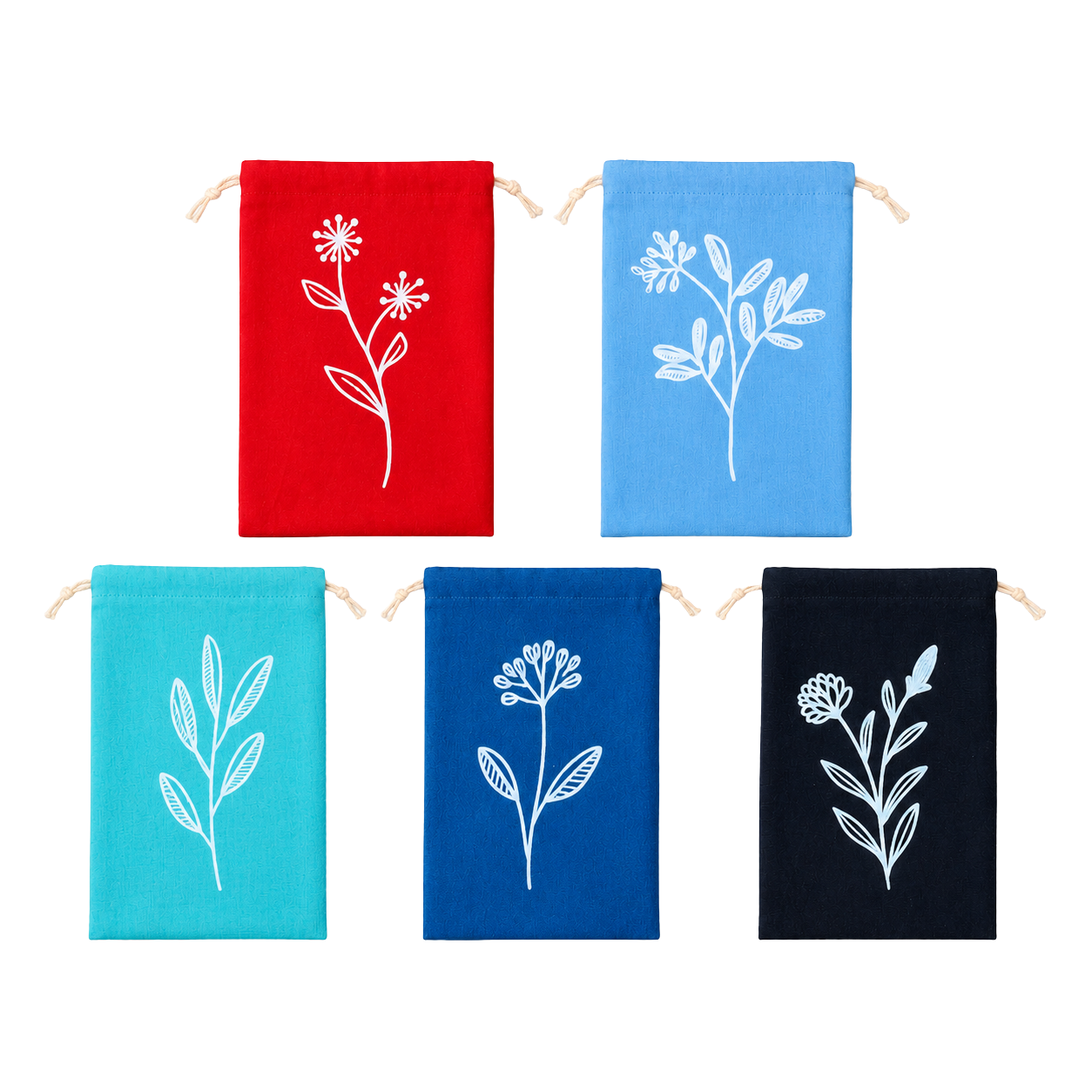 pure-cotton-floral-travel-pouch-set-of-5-9x6-inch-drawstring-potli-bags-multipurpose-jewellery-gift-cosmetic-storage-bags